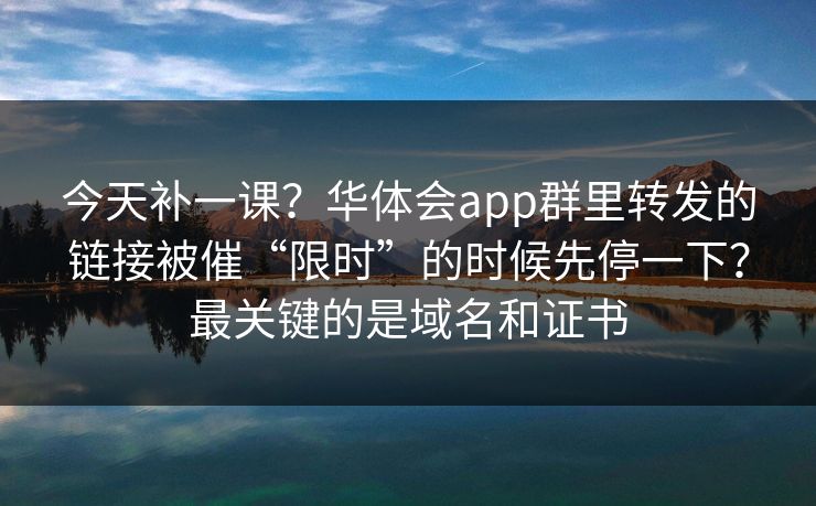 今天补一课？华体会app群里转发的链接被催“限时”的时候先停一下？最关键的是域名和证书